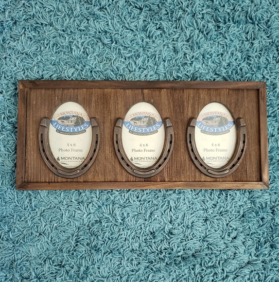Montana Silversmiths Other - Barnwood horseshoe triple 4x6 frame